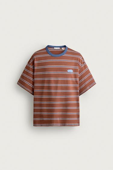 CAMISETA JACQUARD RAYAS PUKAS SURF X ZARA - Rayas marrones de Zara