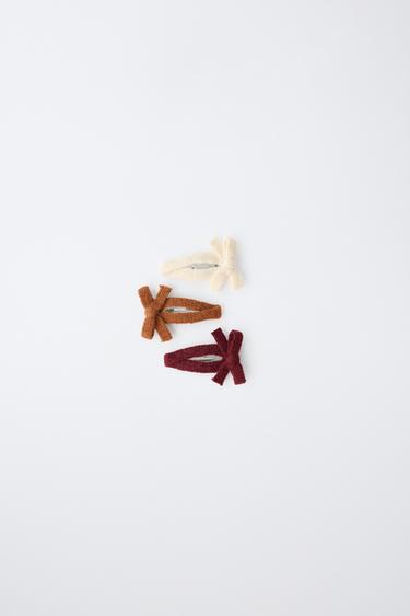 3-PACK OF BOW HAIR CLIPS — taupe brown 1