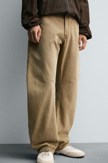 Zara JEANS RELAXED BARREL FIT LIMITED EDITION - 焦糖色