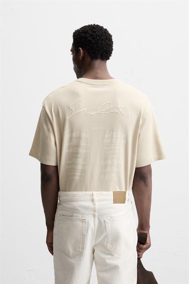 T-SHIRT WITH EMBROIDERED SLOGAN - Stone by Zara - Image 2