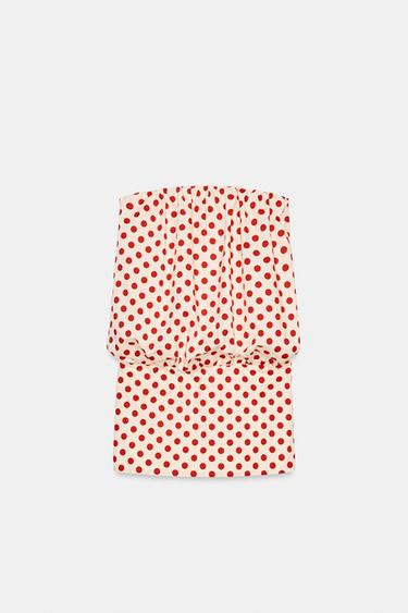 OFF-THE-SHOULDER POLKA DOT DRESS - Ecru / Red by Zara - Image 6
