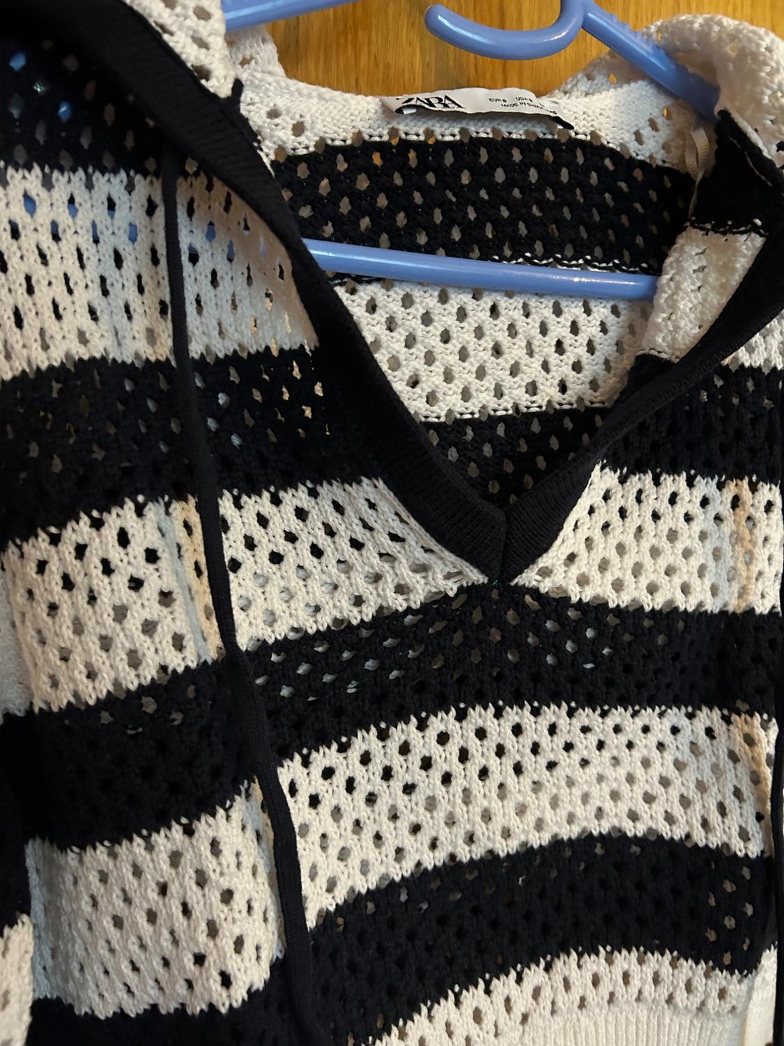 STRIPED POINTELLE KNIT TOP - Image 2