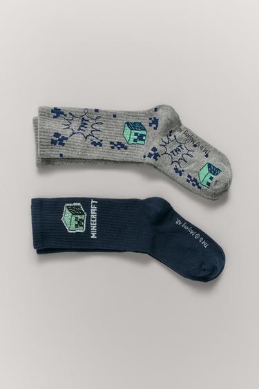 Zara 4-14 YEARS/ TWO-PACK OF MINECRAFT © MOJANG AB. ™ LONG SOCKS - Blue