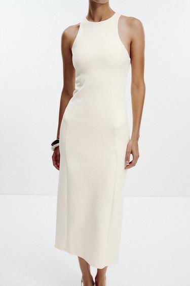 INTERLOCK HALTERNECK DRESS - Ecru de Zara - Image 2