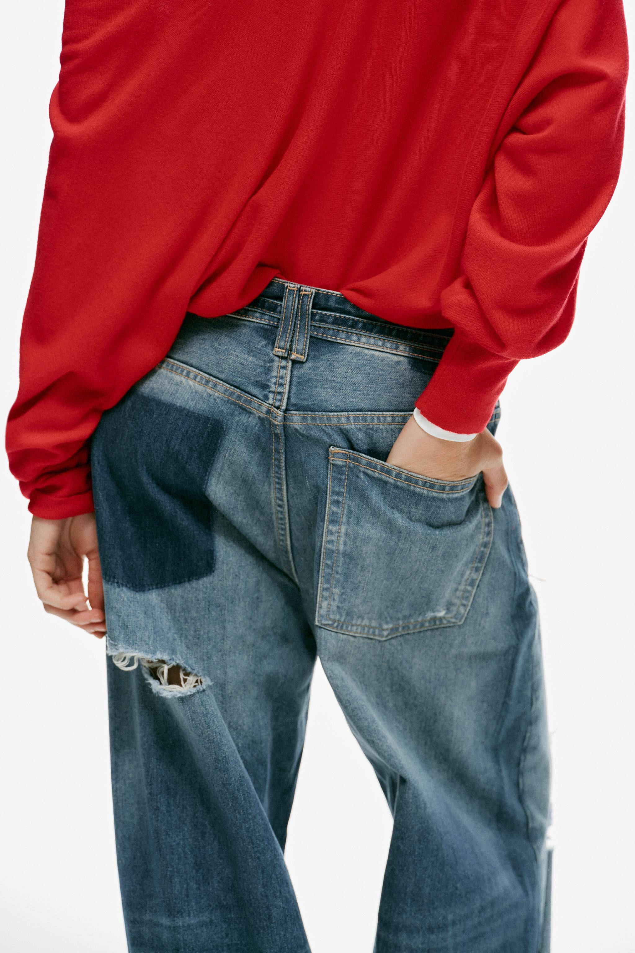 MID-RISE BAGGY RIPPED JEANS WITH BELT - thumbnail 5