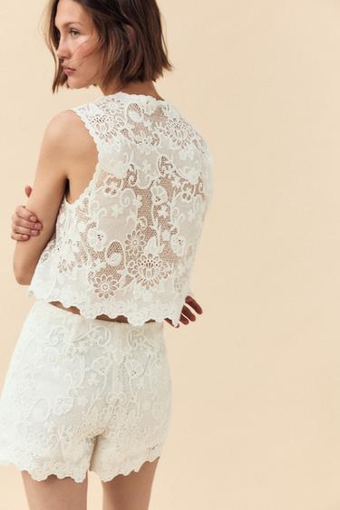GILET BRODÉ AVEC NŒUDS - Blanc de Zara - Image 5