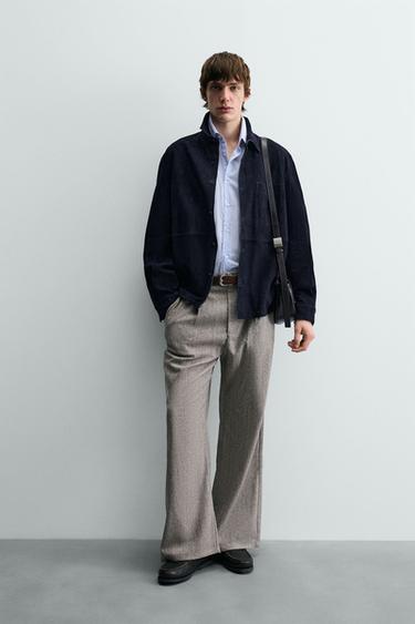 SUEDE LEATHER OVERSHIRT - Navy blue by Zara - Image 0