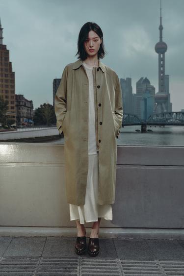 Zara 拼接長版洋裝 - 黃油色