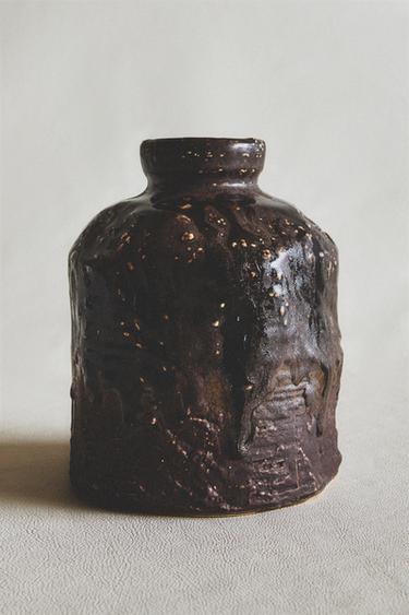 Zaras KERAMIKVAS MED STRUKTUR - Brun/grön