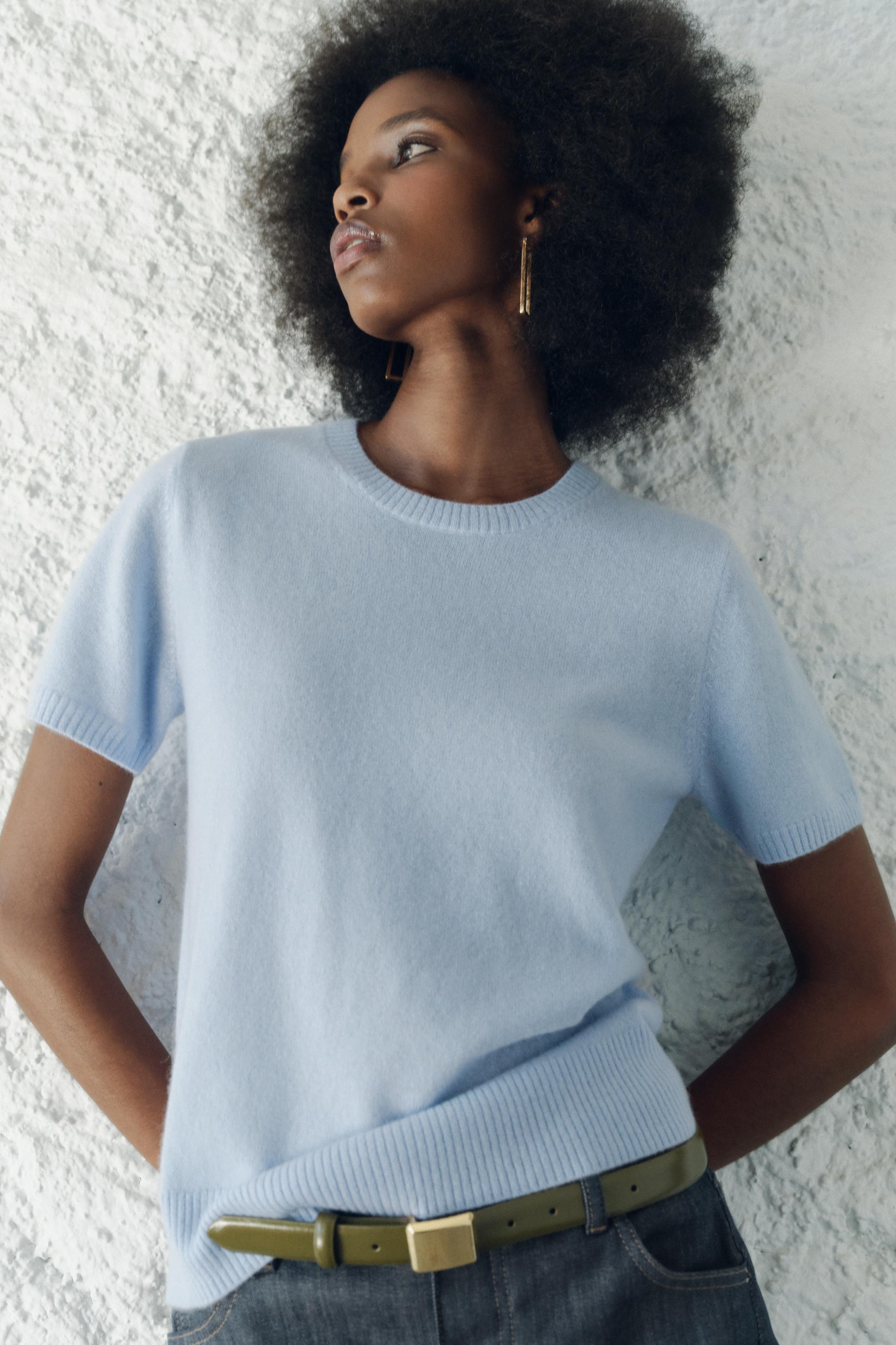 Pale blue cashmere jumper best sale