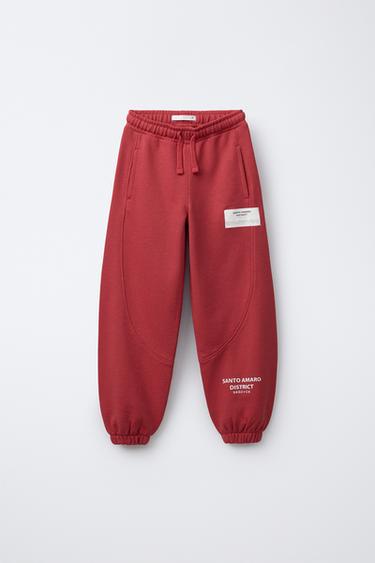 PANTALONI JOGGER ETICHETTA - Rosso di Zara - Immagine 0