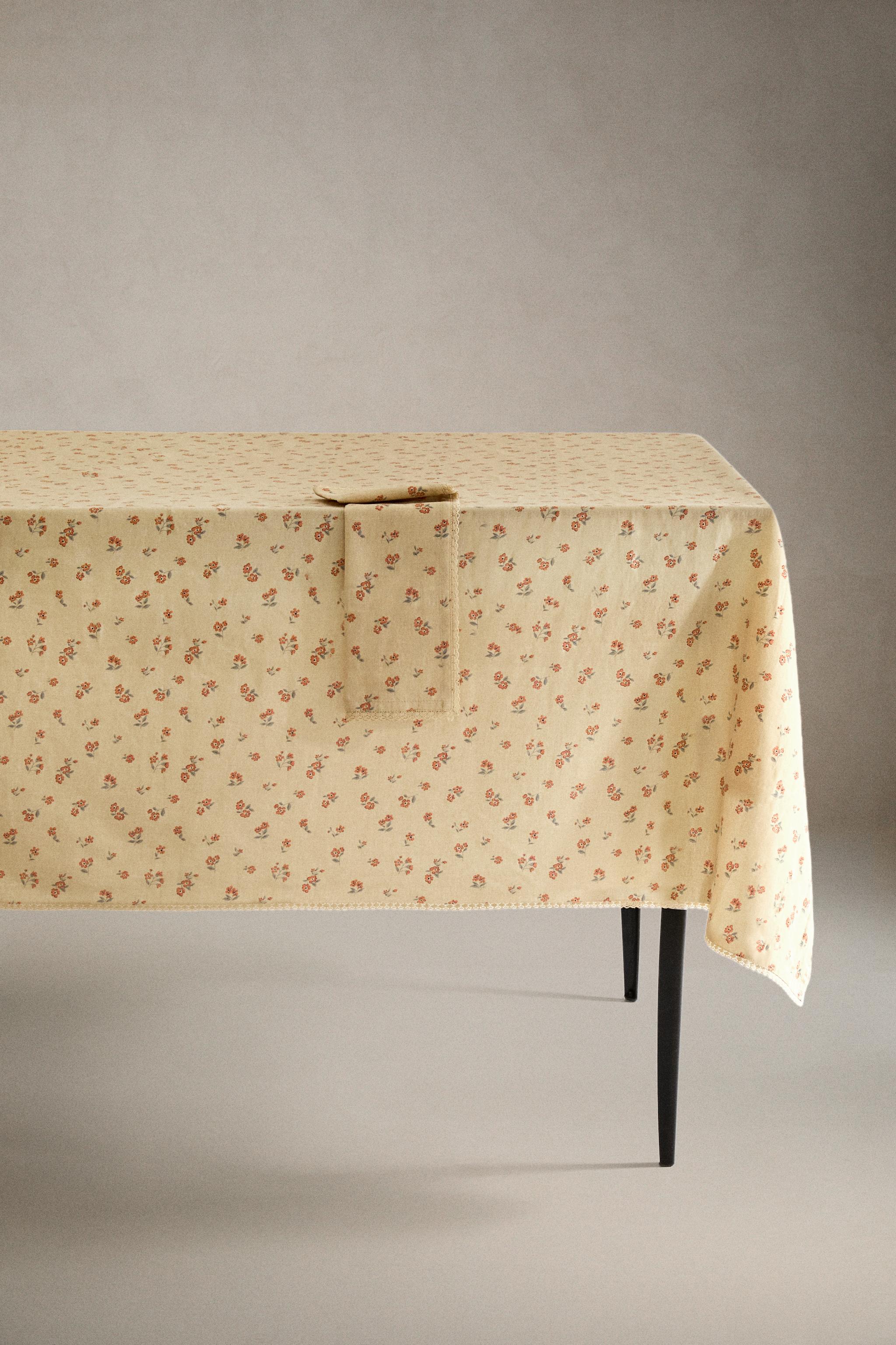 WILDFLOWER TABLECLOTH WITH LACE TRIM - Yellow | ZARA United States