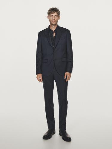 Zara Pinstripe wool suit blazer - Navy blue