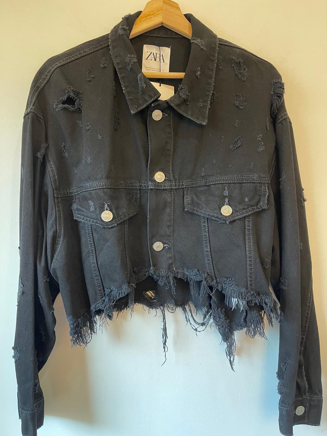 TRF RIPPED CROPPED DENIM JACKET - Image 9