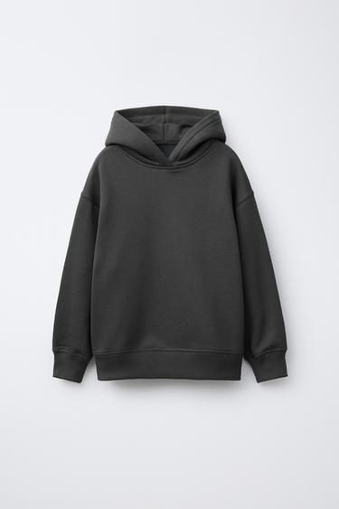 Zara PLAIN HOODED SWEATSHIRT - Dark anthracite