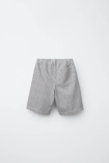 STRIPED BERMUDA SHORTS - White by Zara - Image 1