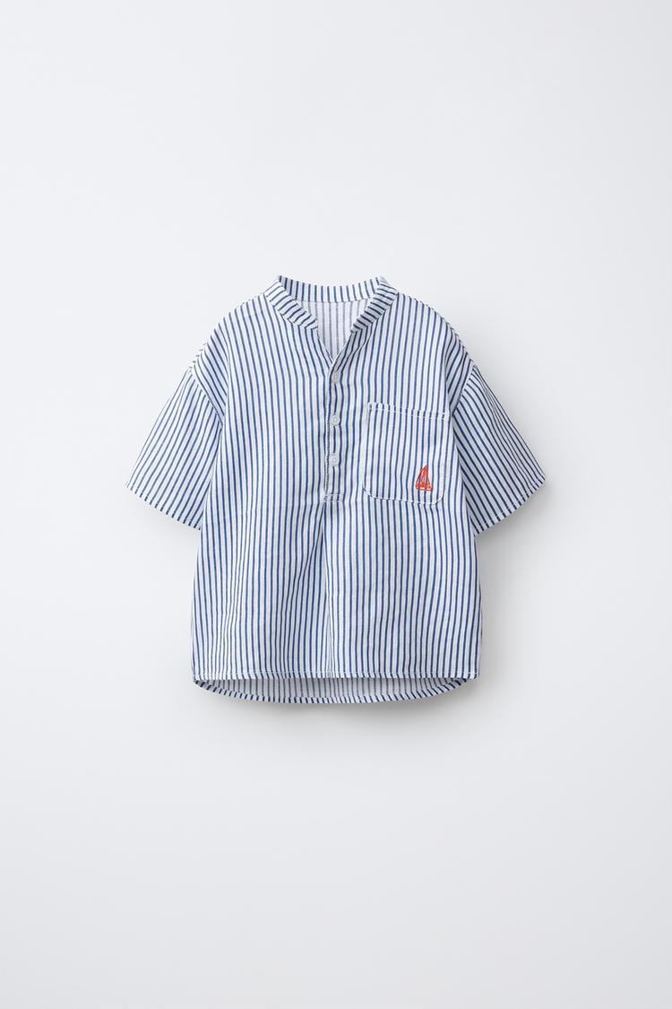 Camisa cuello mao 100 lino