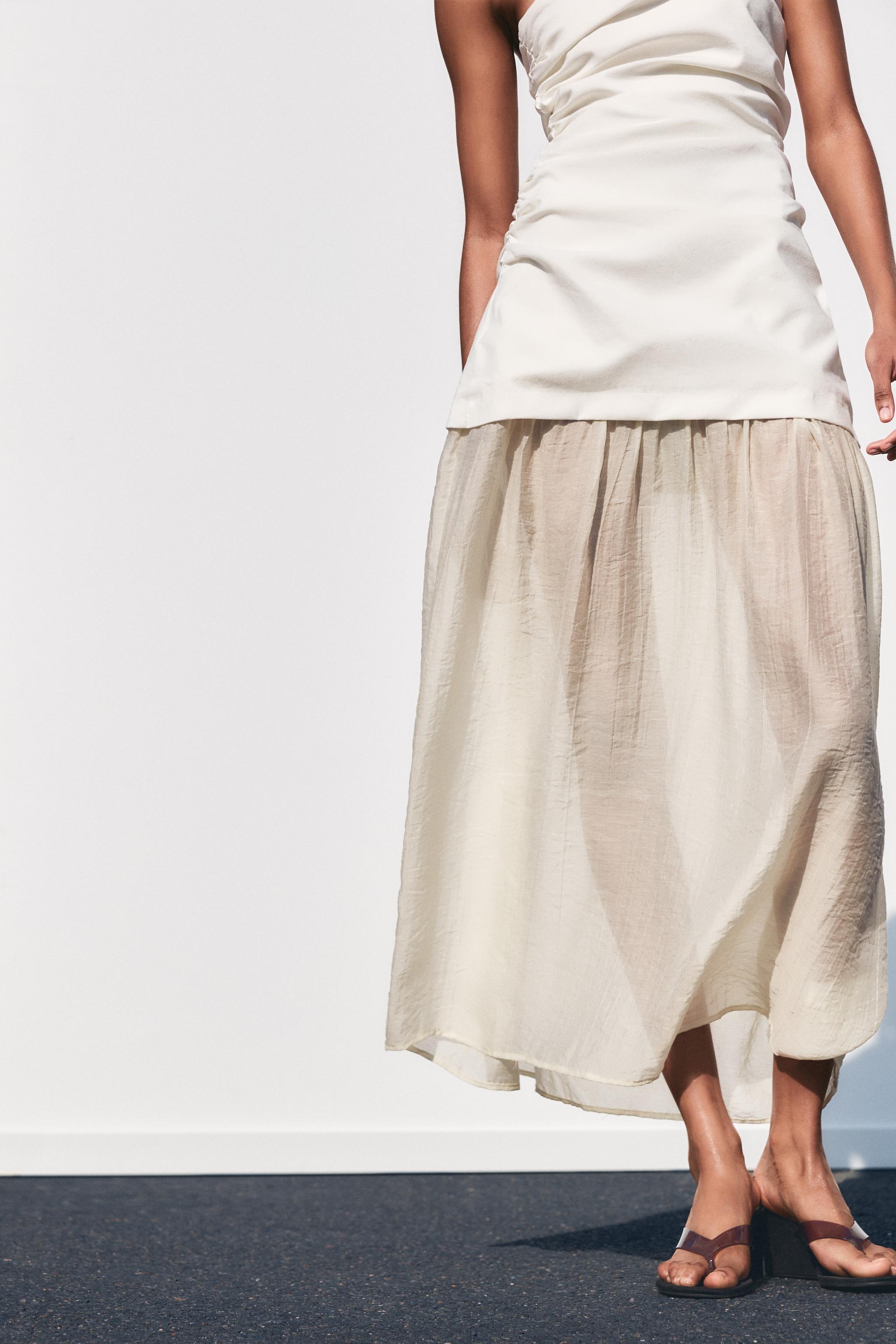 COMBINATION STRAPLESS MIDI DRESS - Ecru | ZARA United States