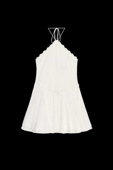 RUFFLED HALTER SHORT DRESS - Oyster-white by Zara - Image 0