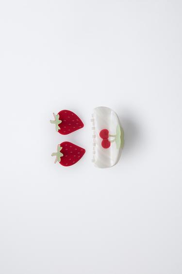 Zara PACK OF STRAWBERRY CLIPS - Red