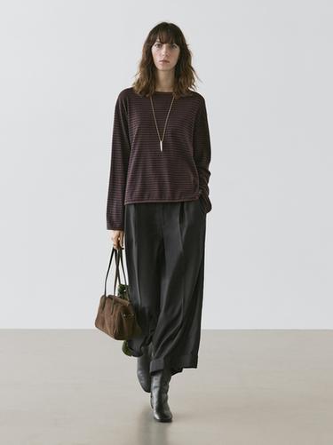 Zara Striped cotton blend knit sweater - Brown - Image 0