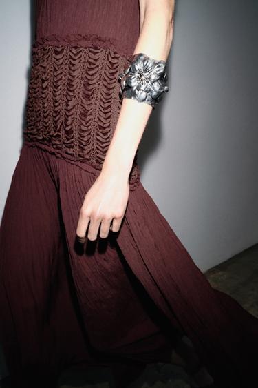 FLOWER BANGLE BRACELET - Silver by Zara