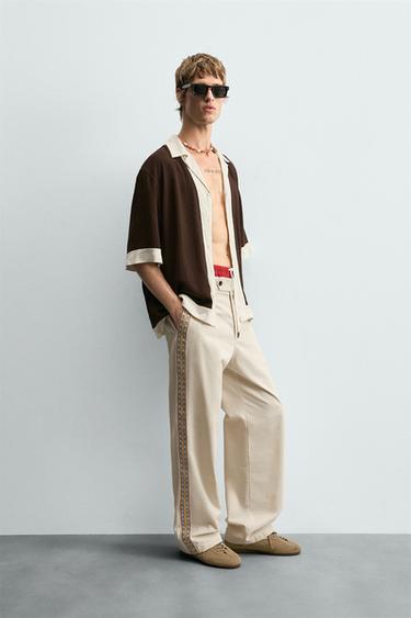 CHEMISE VISCOSE - LIN COLOR BLOCK - Marron de Zara - Image 3