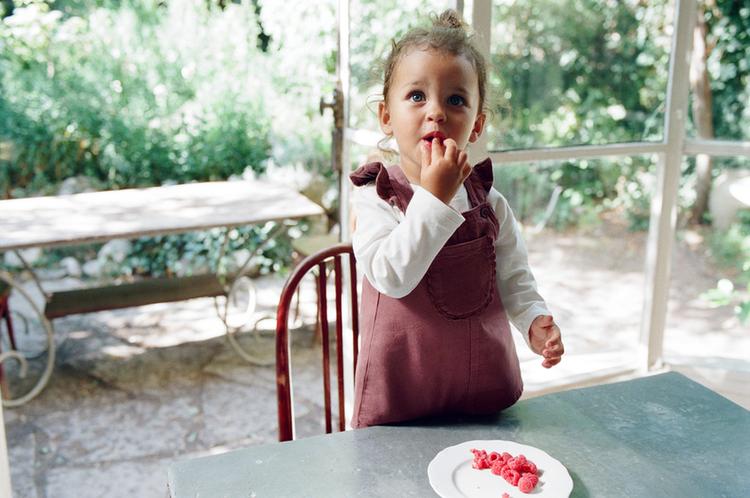 TWILL PINAFORE AND BLOOMER SET — Burgundy