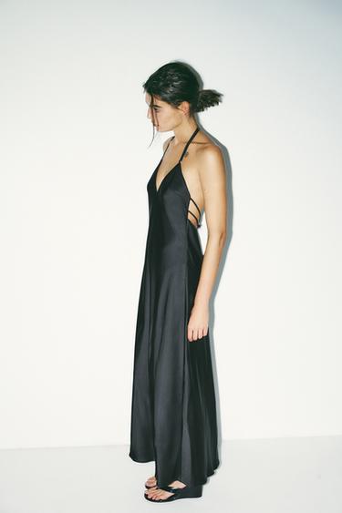 VESTIDO MIDI SATINADO - Negro de Zara