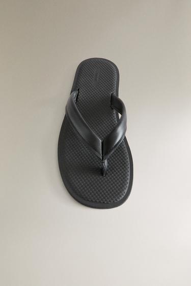 STRAPPY LEATHER TOE DIVIDER SANDALS - Black by Zara - Image 4