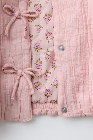 BLOUSON TEXTURÉ À LACETS - Rose clair de Zara - Image 3