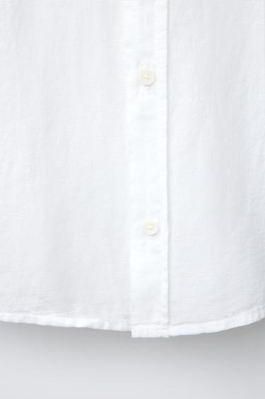 CHEMISE EN COTON ET LIN COL MAO - Blanc de Zara - Image 3
