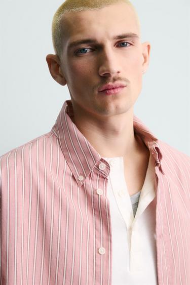 CHEMISE À RAYURES COUPE DÉCONTRACTÉE - Rose de Zara - Image 4