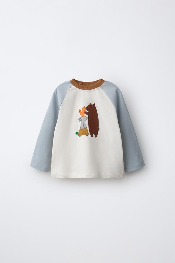 ANIMAL PRINT RAGLAN T-SHIRT - Ecru by Zara - Image 0