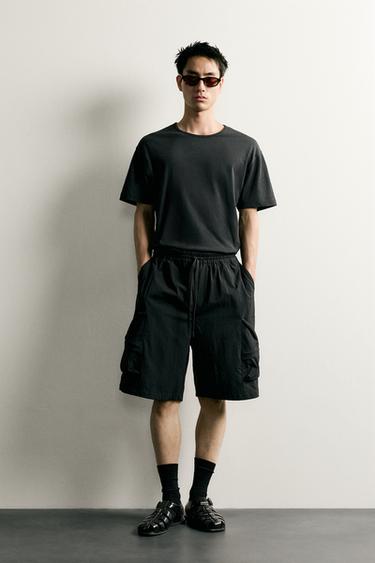 WIDE-LEG CARGO BERMUDA SHORTS - Black by Zara - Image 0