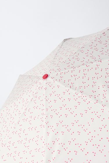 HEART PRINT FOLDING UMBRELLA - Ecru by Zara - Image 2