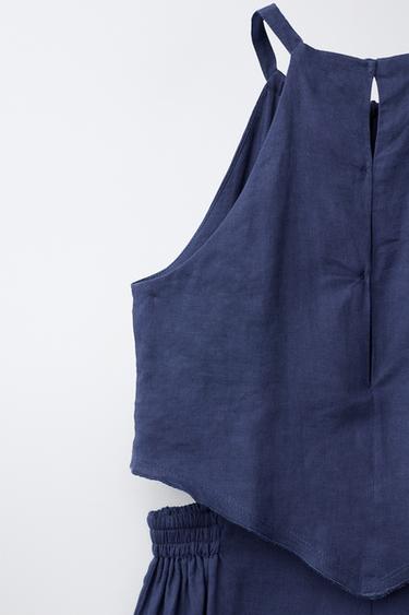 MONO LARGO CON LINO - marino de Zara
