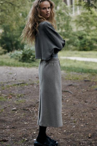 Zara STRAIGHT FELT TEXTURE SKIRT - Mid-gray - Image 0