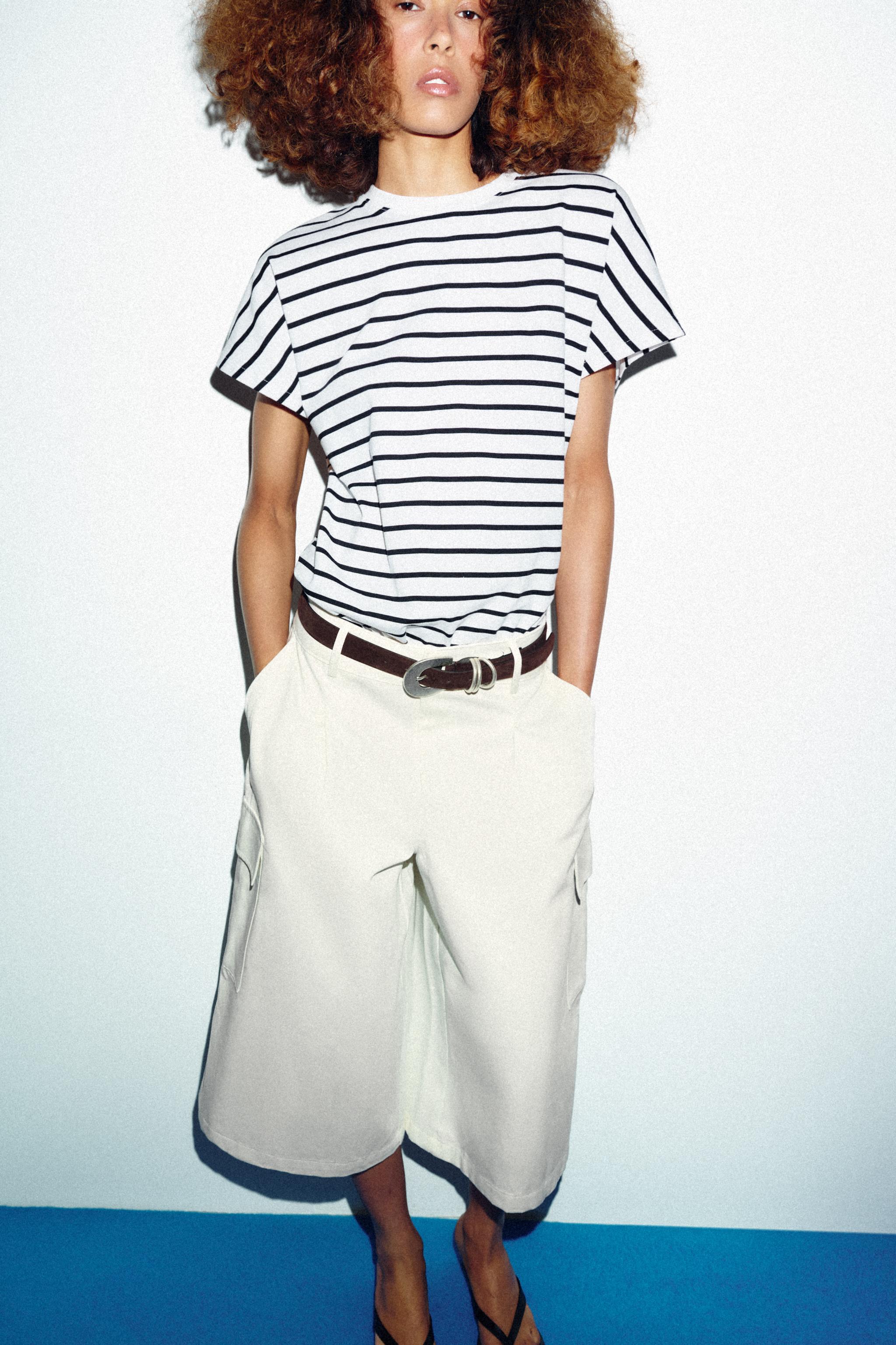 DROP SLEEVE T-SHIRT — striped