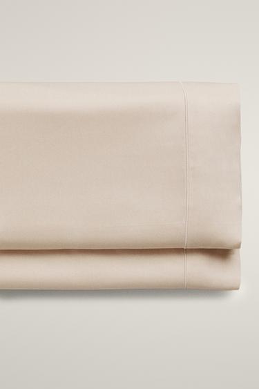 Zara SATEEN FLAT SHEET WITH TRIM (300 THREAD COUNT) - Beige
