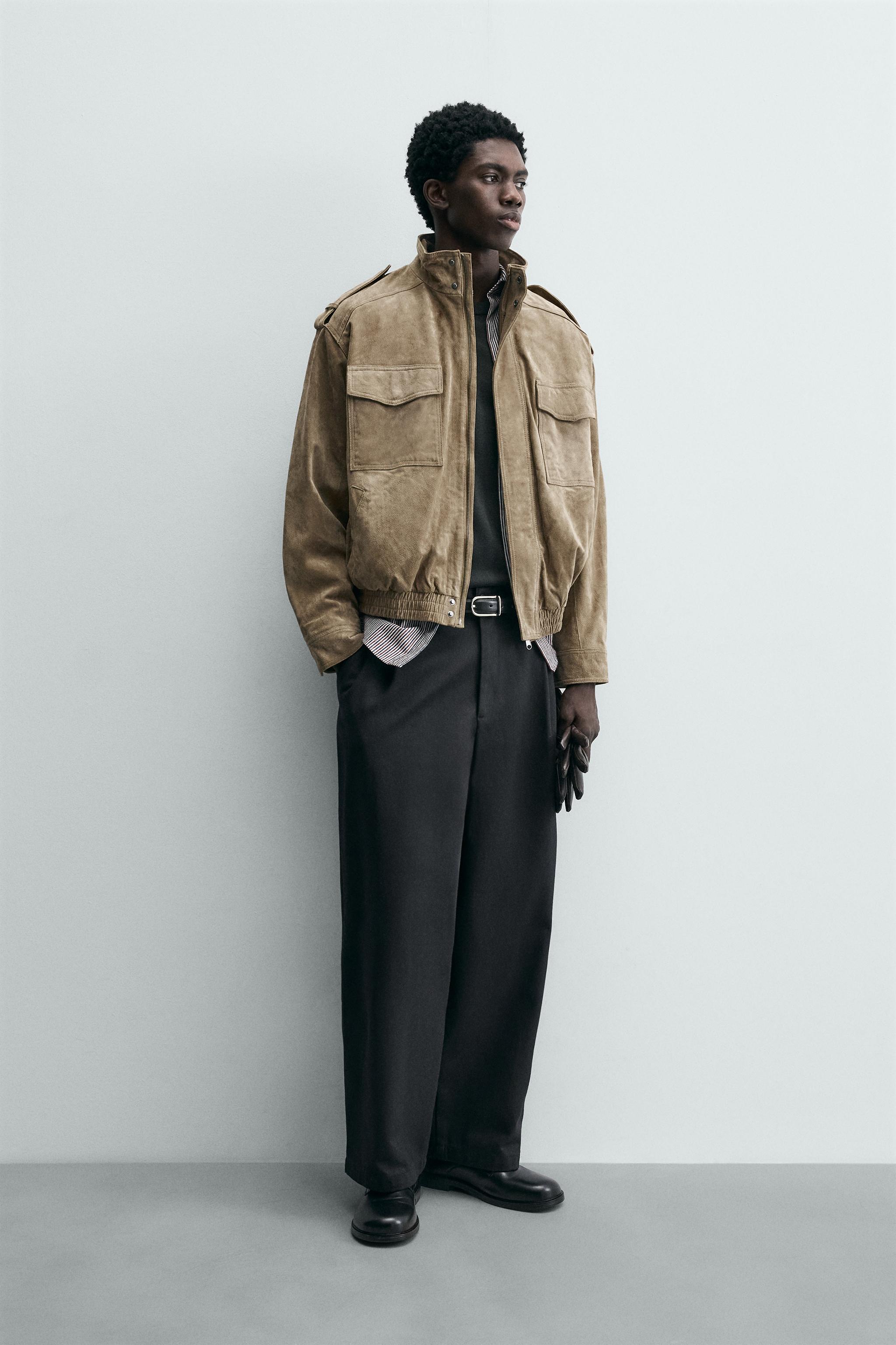 LEATHER SUEDE JACKET - Beige | ZARA New Zealand