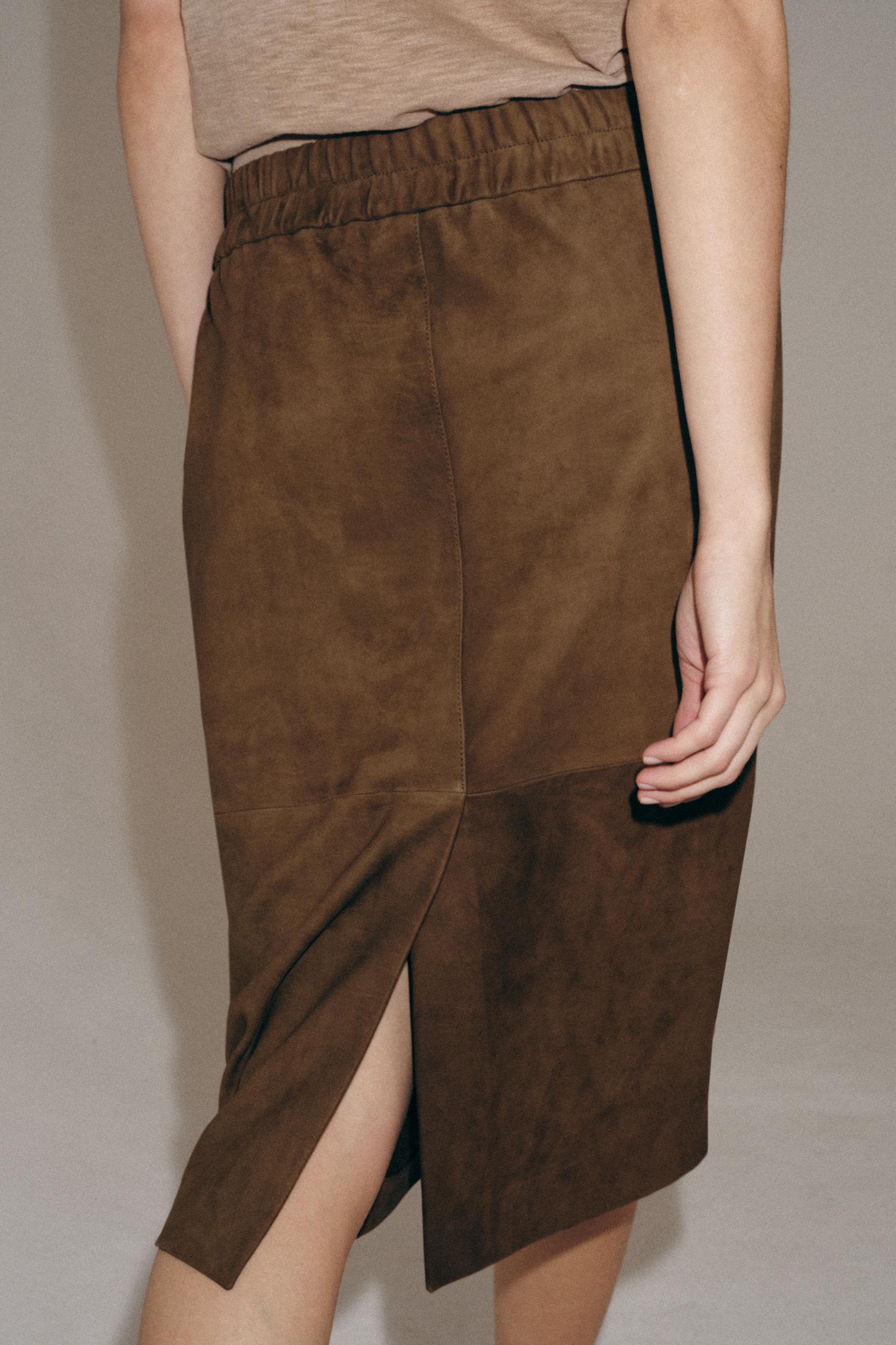 JUPE EN CUIR DAIM ZW COLLECTION ÉDITION LIMITÉE