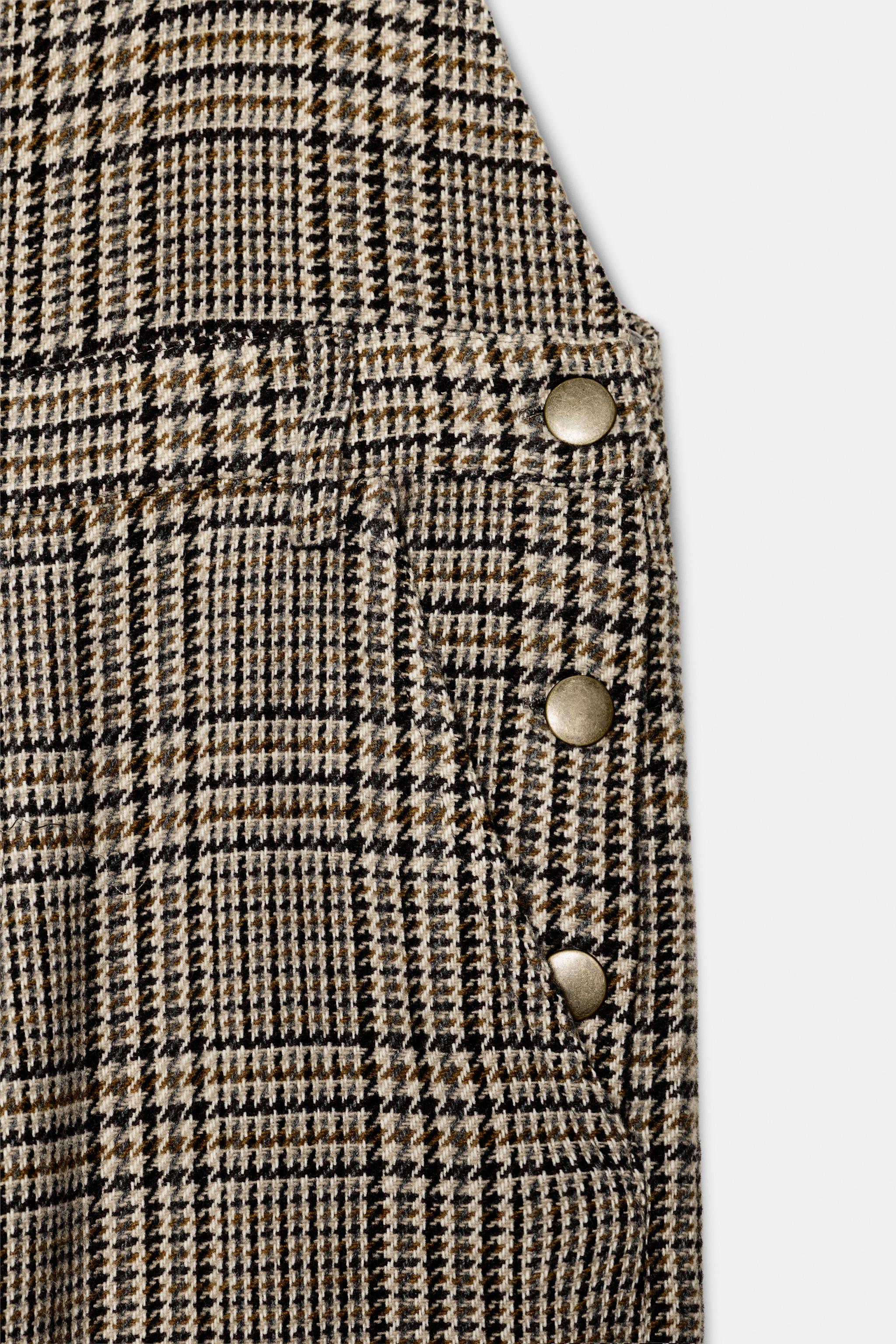 PLAID WOOL BLEND LONG JUMPSUIT