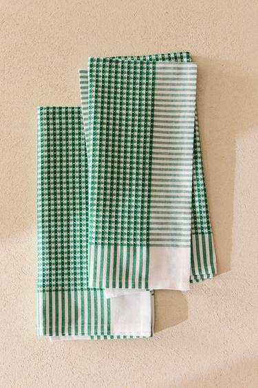 LOT TORCHONS DE CUISINE COTON WAFFLE (LOT DE 2) - Vert de Zara - Image 6