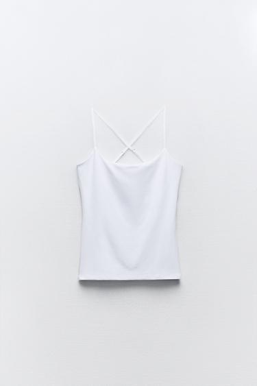TOP À BRETELLES CROISÉES EN POLYAMIDE - Blanc de Zara - Image 0