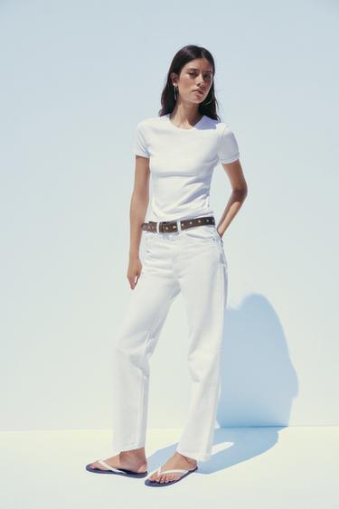 Zara BACK SEAMED T-SHIRT - White