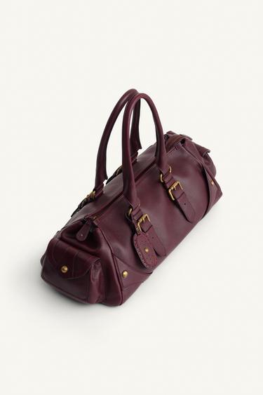 EXTENDED LEATHER BAG LIMITED EDITION - Burgundy Red by Zara