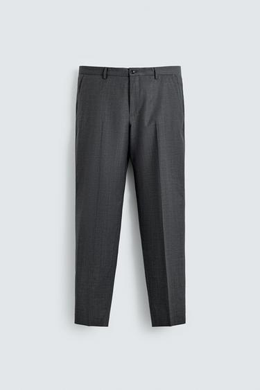بنطلون بدلة بخطوط رفيعة - رمادي الخاص بـ Zara