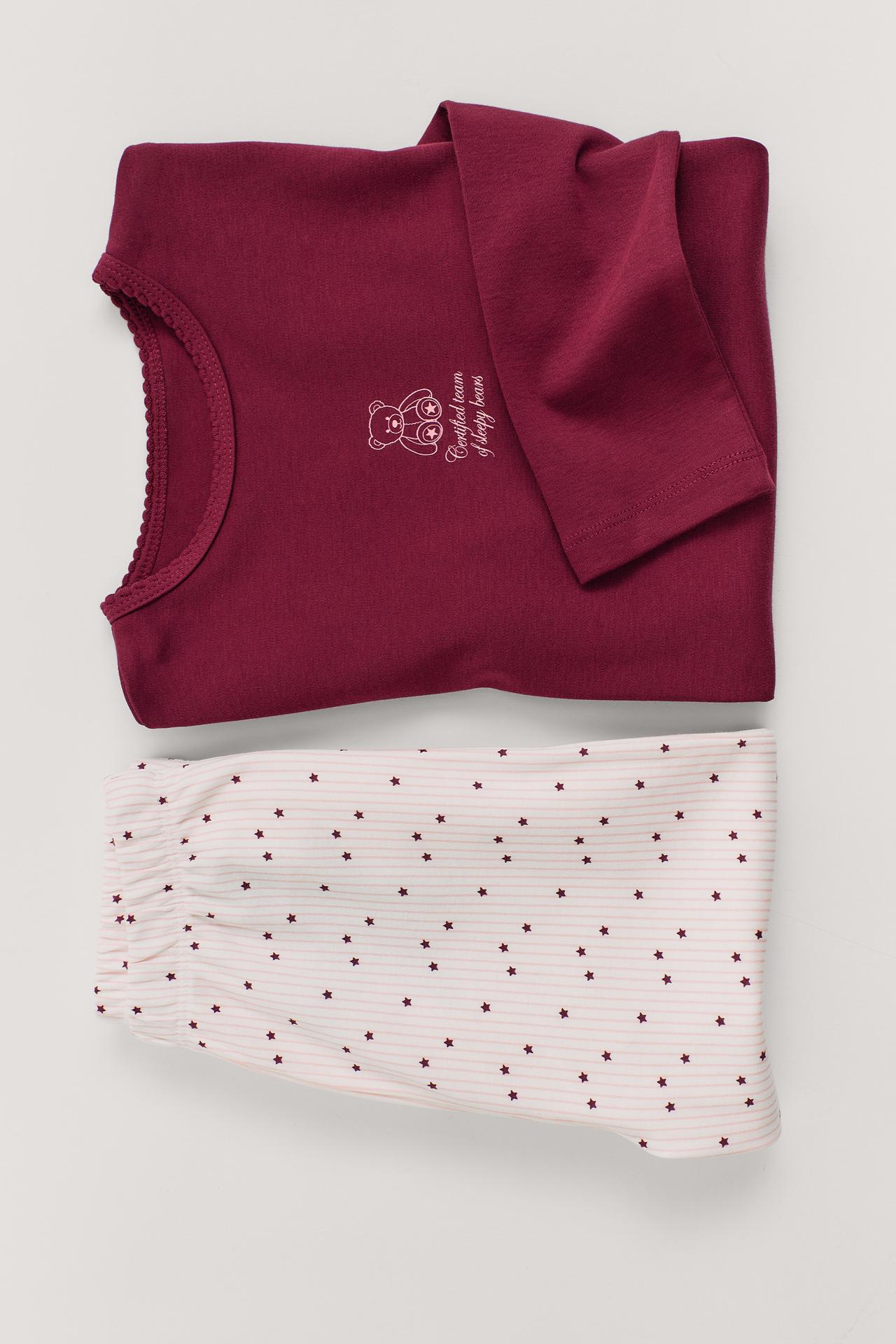6-14 YEARS/ BEAR AND STAR PYJAMAS — Burgundy