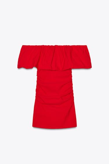 RUFFLED MINI DRESS - Red by Zara - Image 6
